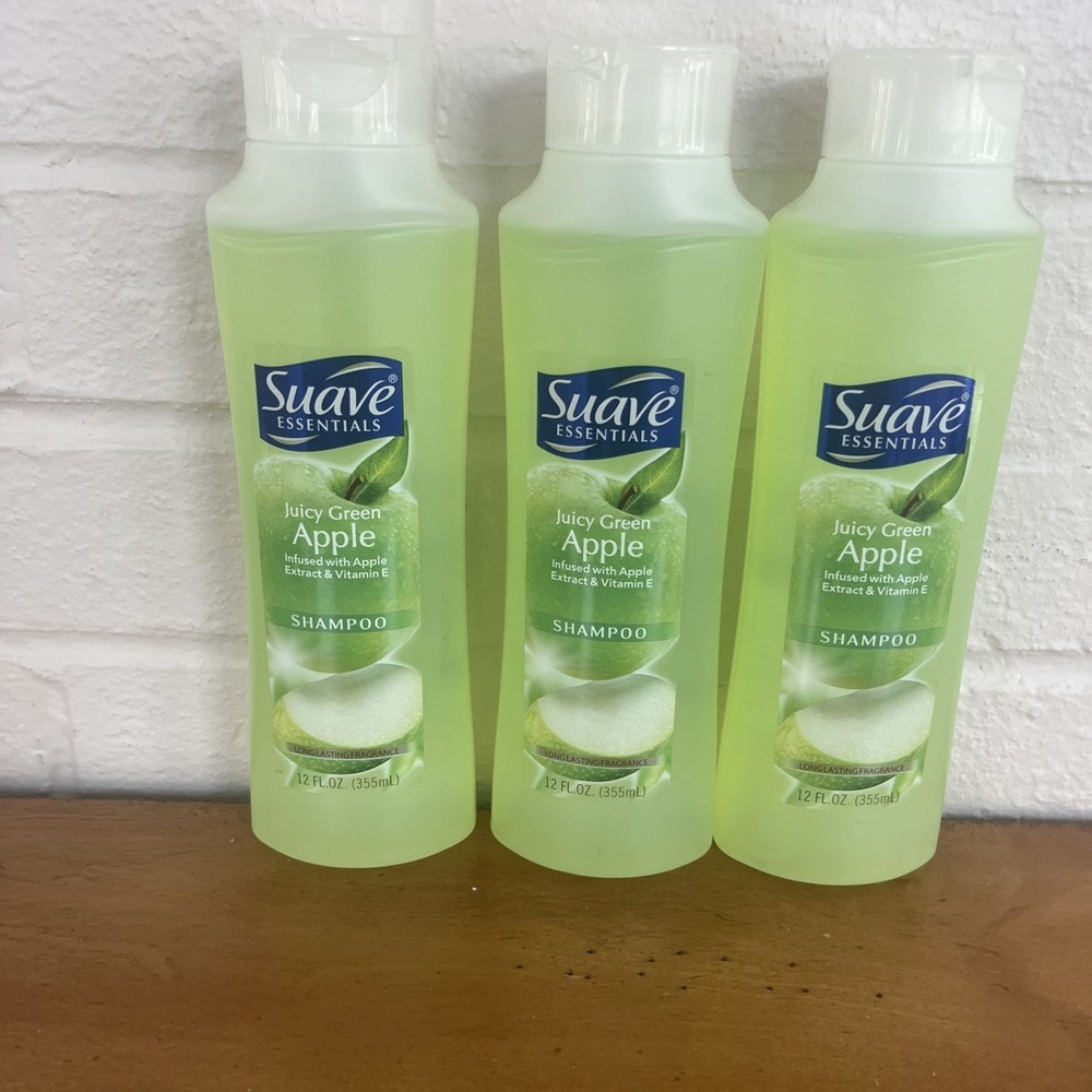 X3 Suave Naturals Juicy Green Apple Revitalizing Shampoo with Vitamin E, 12 oz